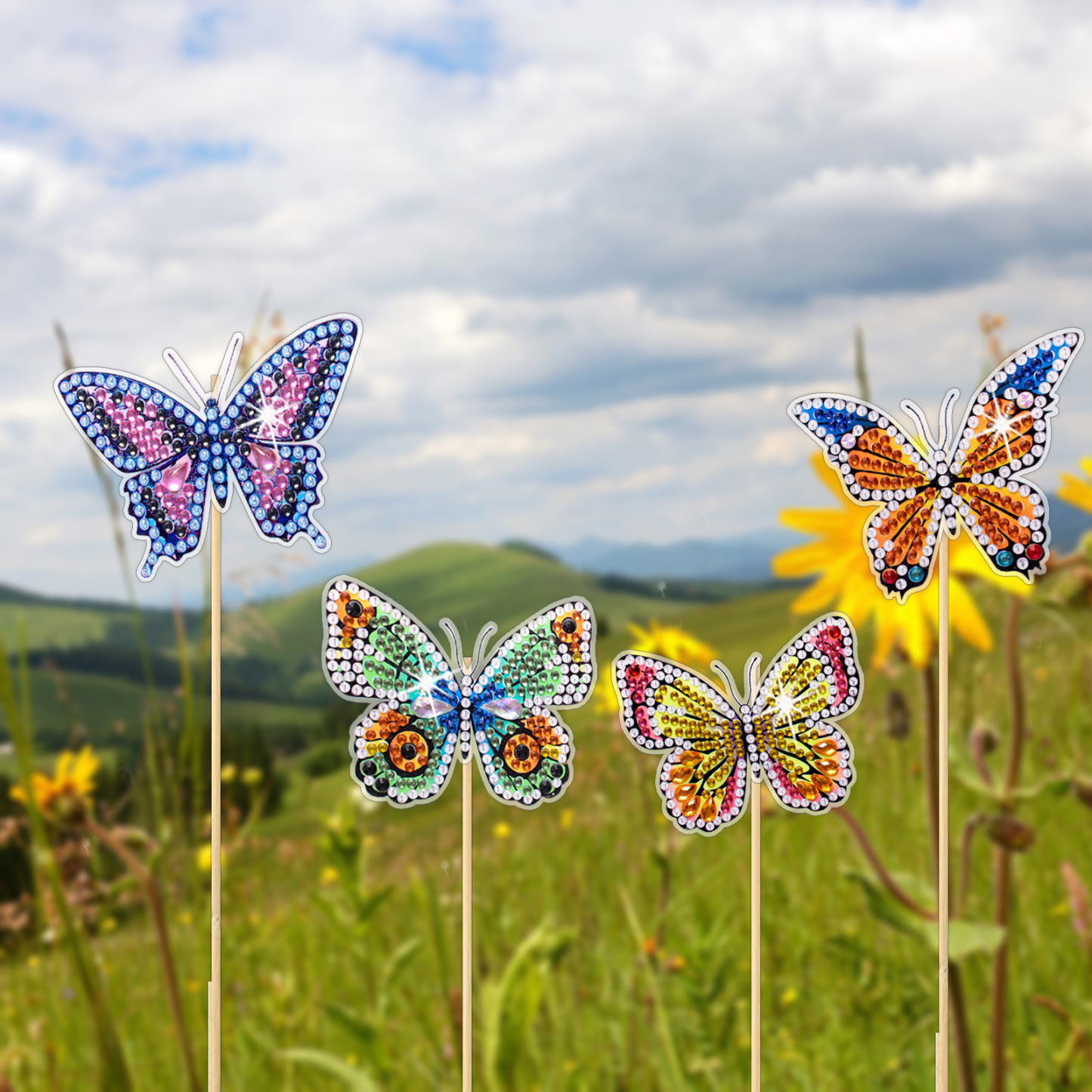 DIY Diamond Painting Simulation Butterfly Diamond Stickers Night Light Butterfly Flower Arrangement Pottery Decoration Stick in Stock Set