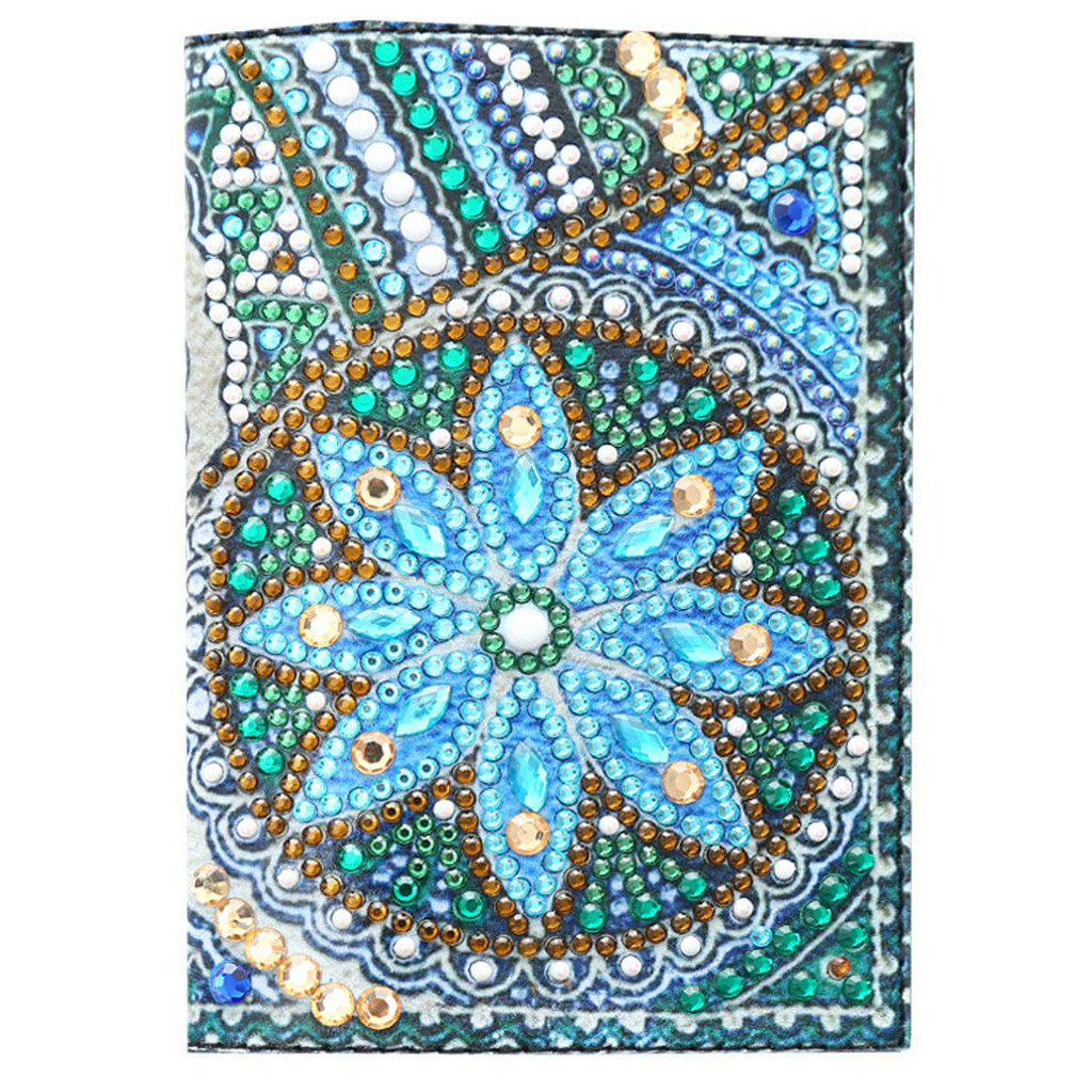 Creative Cross Mirror New Dot Paste Diamond DIY Craft Diamond Painting Travel Passport Notebook Flower Pattern