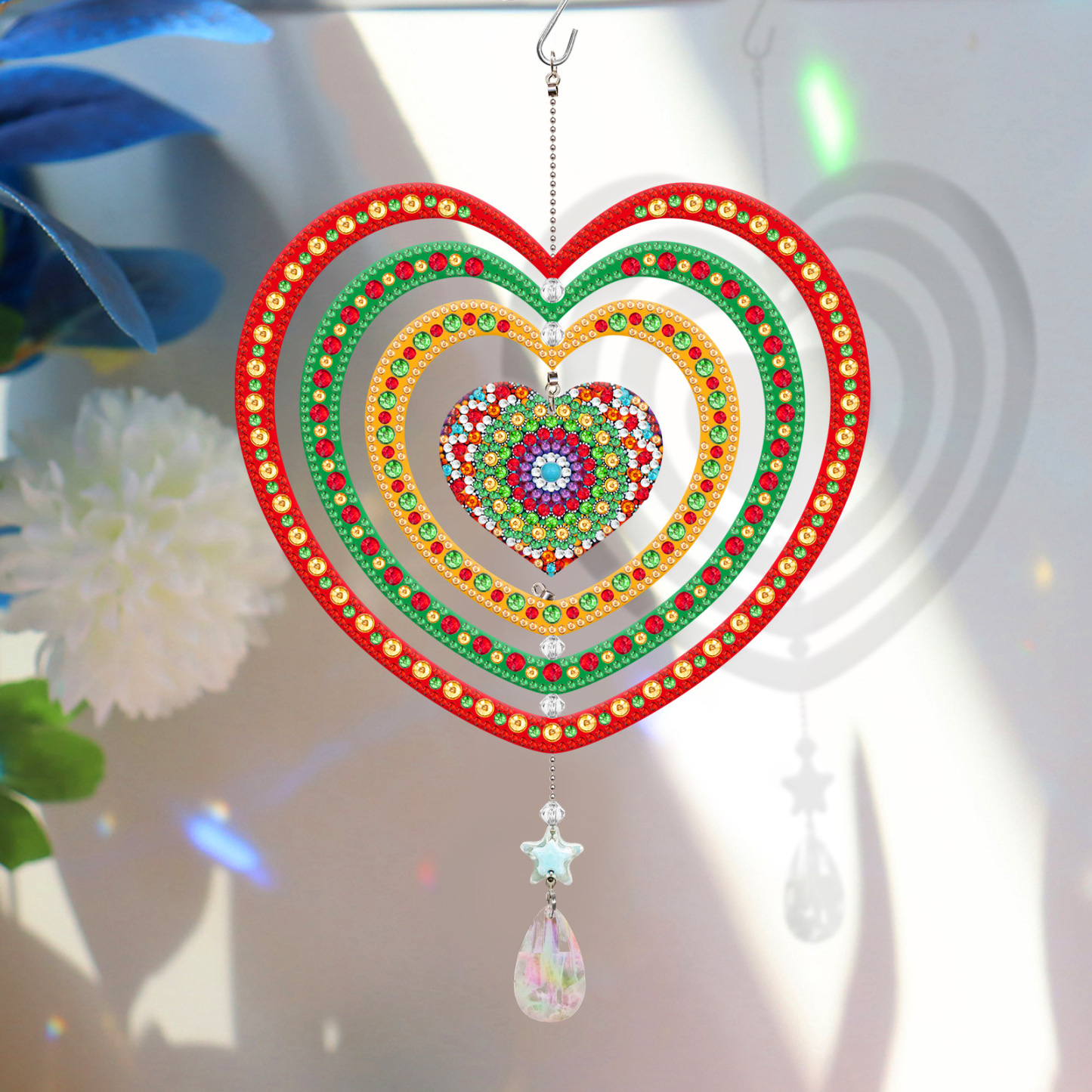 New diamond painting DIY brand wind chime double-sided dot diamond PET creative rotatable cartoon pendant can be wholesale
