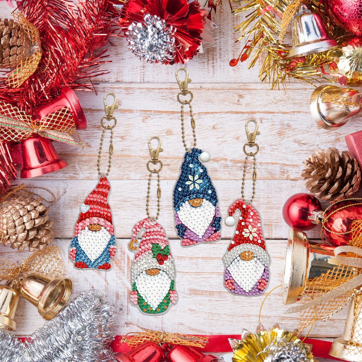 Creative diamond painting DIY keychain single-sided dot diamond Christmas sticker diamond keychain Easter keychain pendant