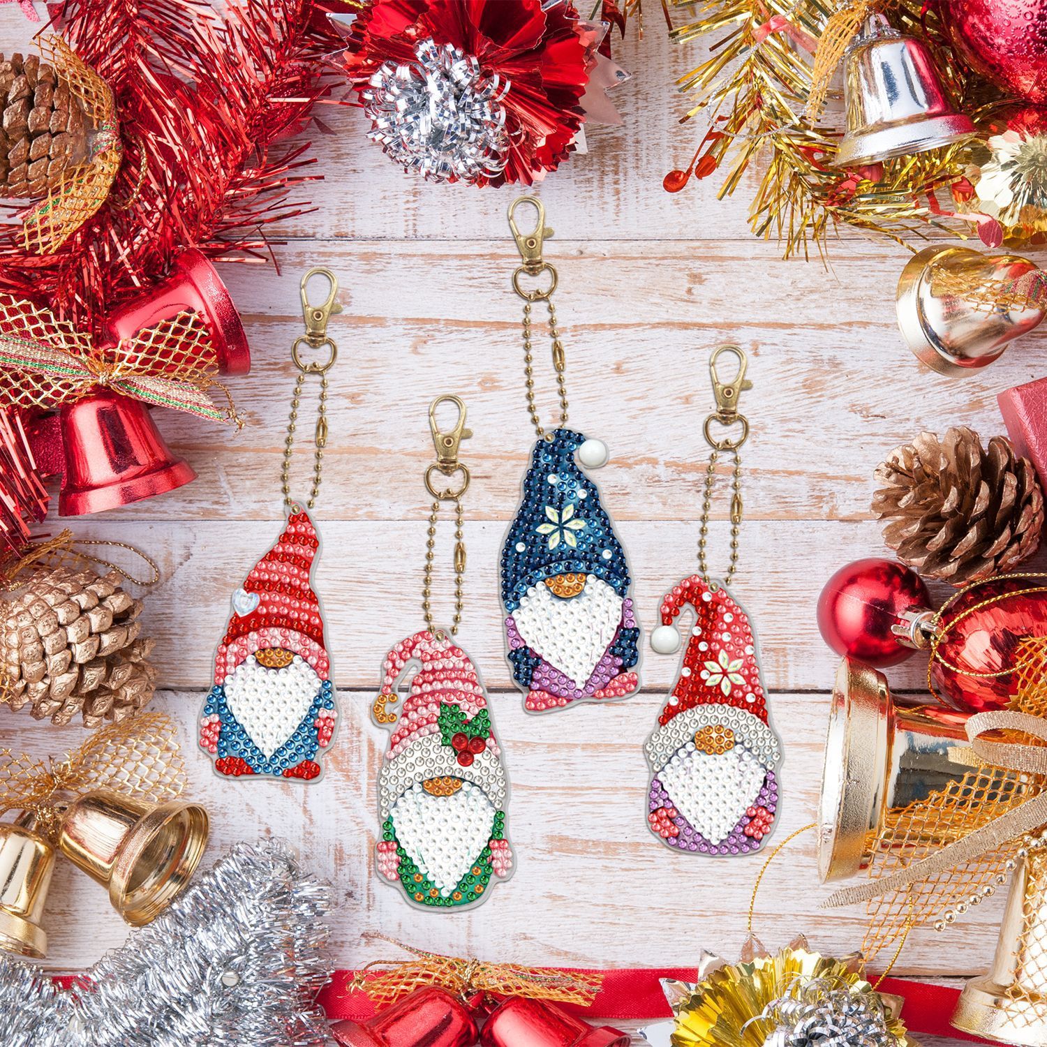 Creative diamond painting DIY keychain single-sided dot diamond Christmas sticker diamond keychain Easter keychain pendant