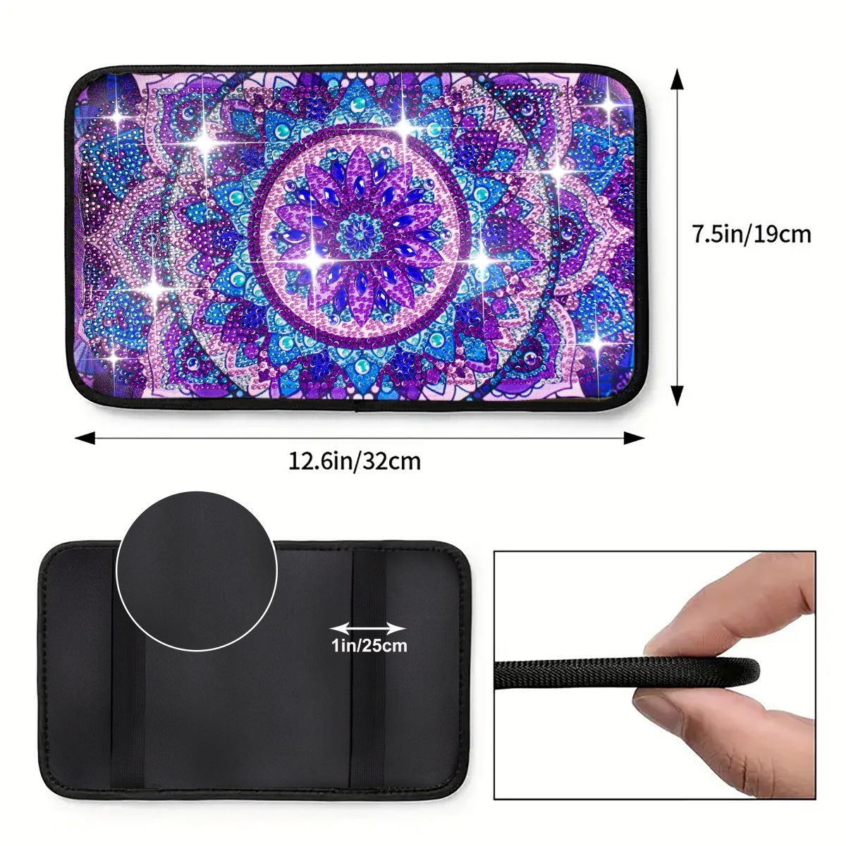 1 unique artificial diamond painted car cushion DIY crystal super diamond painted, suitable for car interior decoration pad