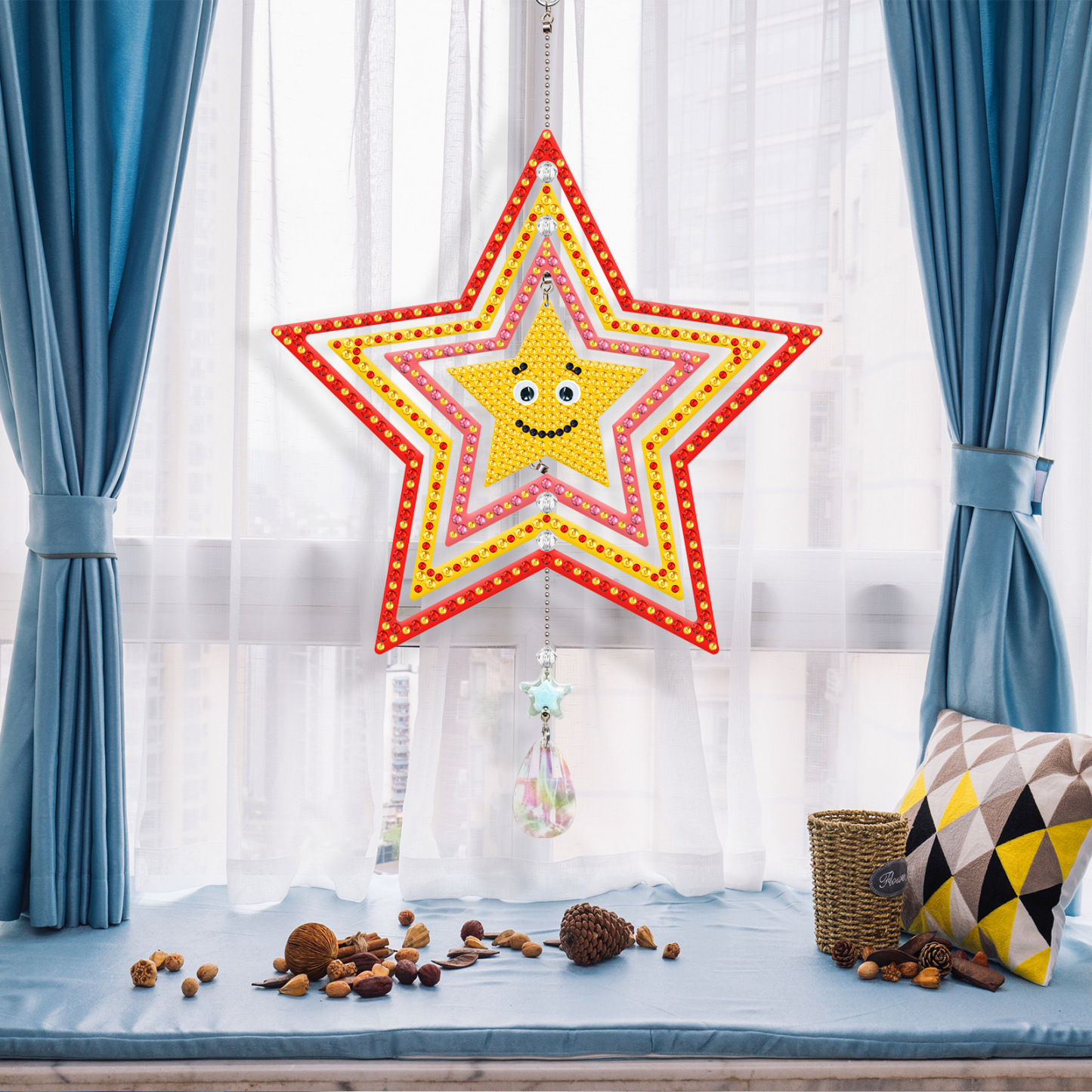 New diamond painting DIY brand wind chime double-sided dot diamond PET creative rotatable cartoon pendant can be wholesale