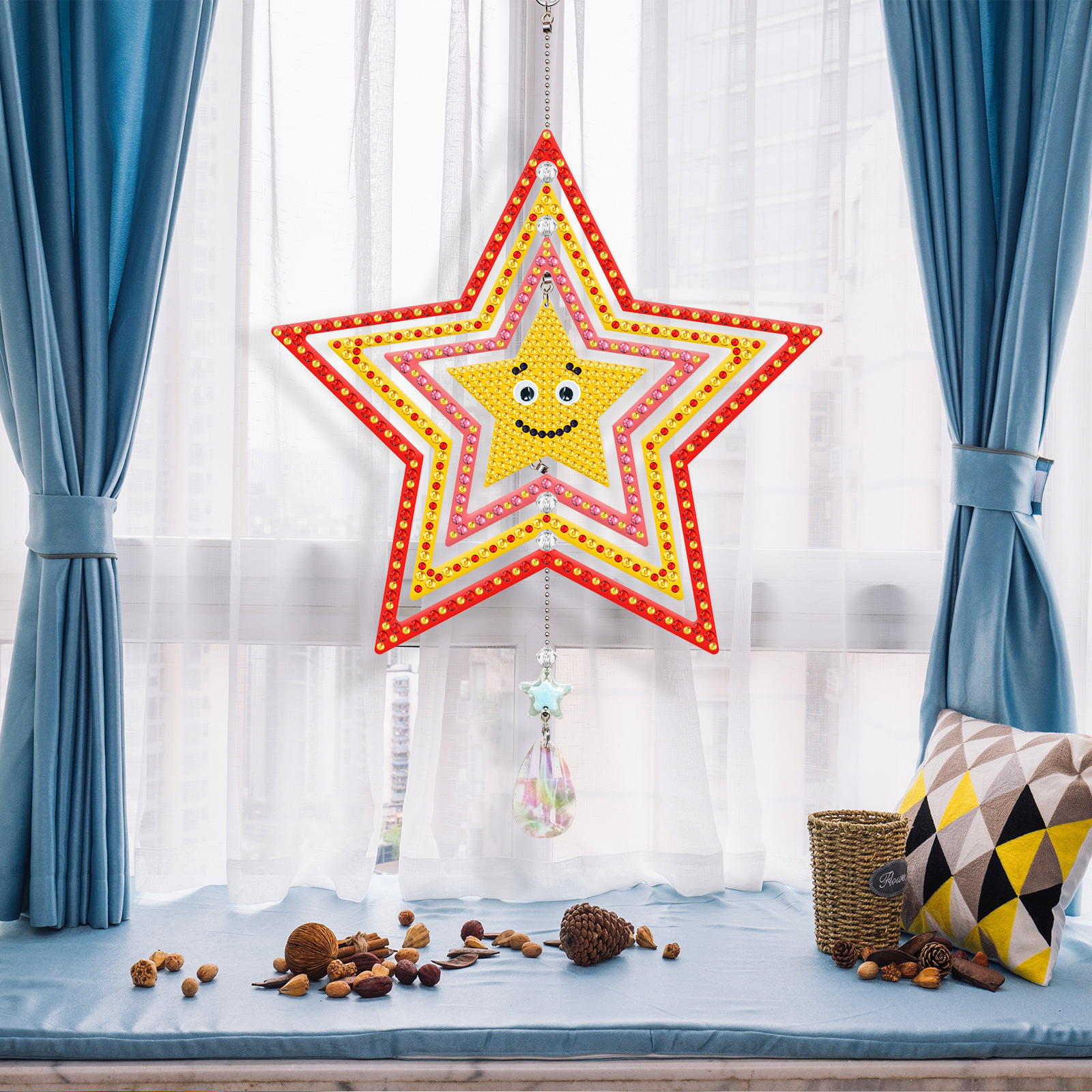 New diamond painting DIY brand wind chime double-sided dot diamond PET creative rotatable cartoon pendant can be wholesale