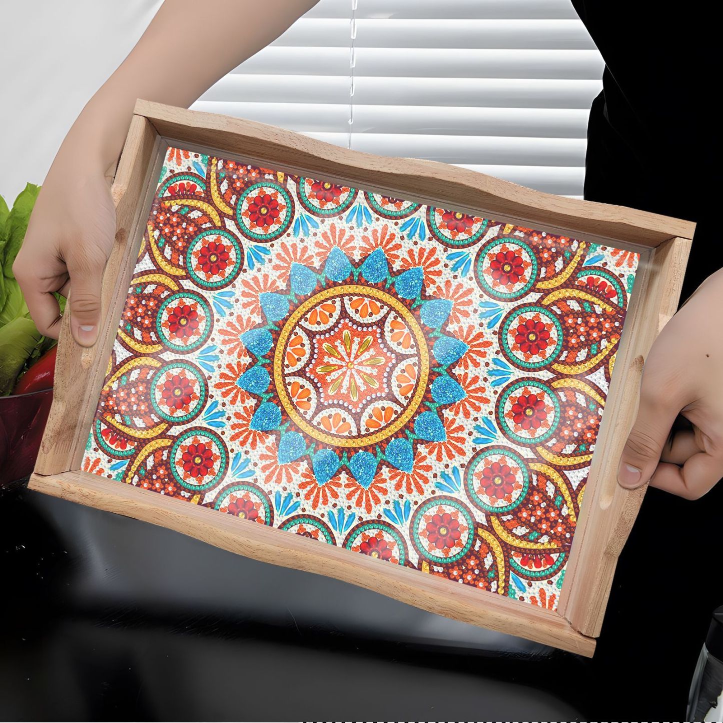DIY Diamond Drawing Dot Diamond Plate, Large Dessert Tray, Mandala Cross border Popular Product, Embroidered with Diamonds