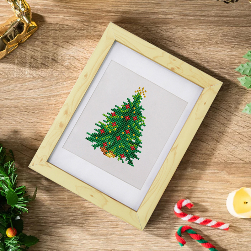 Frameless, mini diamond painting, Christmas creative mini diamond painting on the entrance flower house desktop, creative simple pattern diamond painting, 12 pcs, 5.9 X7 inches.