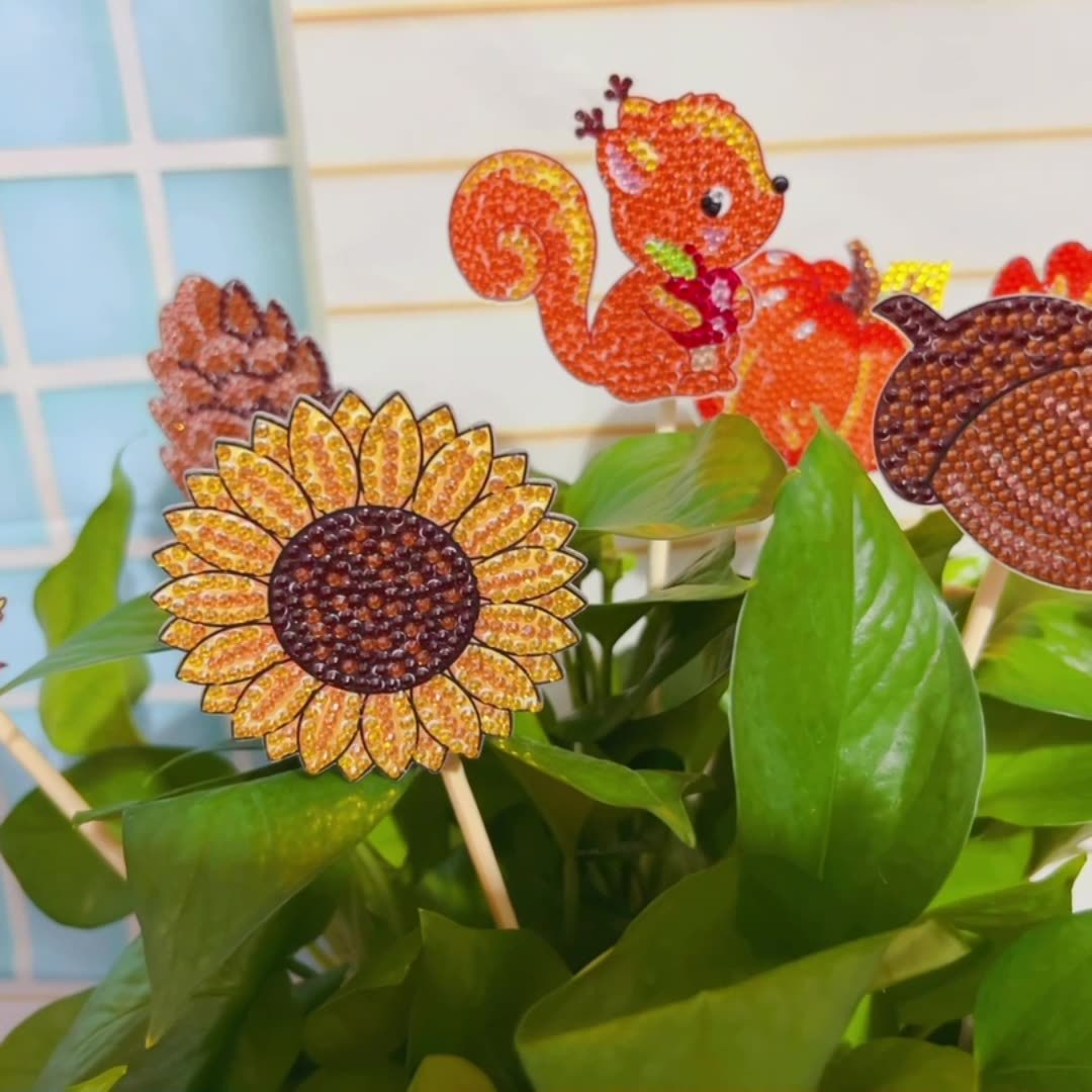 8 DIY Diamond Painting Simulation Squirrel Diamond Stickers Squirrel Flower Arrangement Pottery Decoration Stick in Stock Set
