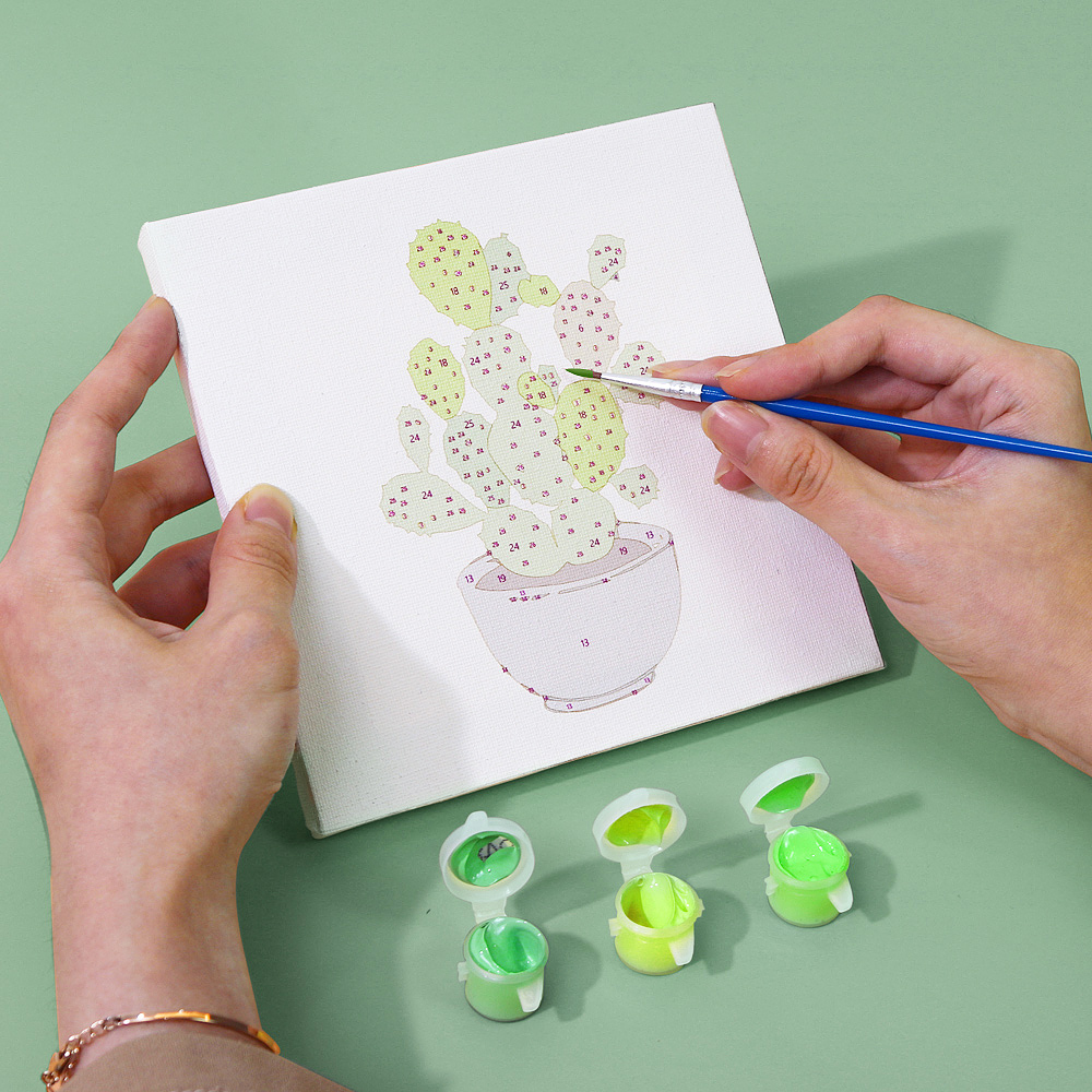9 pieces, beautiful green plant accessory digital mini painting set, 15x15cm/5.9x5.9 inches, handmade for home leisure, perfect gift for family and friends.
