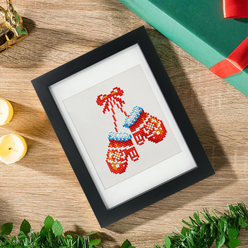 Frameless, mini diamond painting, Christmas creative mini diamond painting on the entrance flower house desktop, creative simple pattern diamond painting, 12 pcs, 5.9 X7 inches.