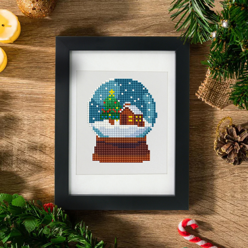 Frameless, mini diamond painting, Christmas creative mini diamond painting on the entrance flower house desktop, creative simple pattern diamond painting, 12 pcs, 5.9 X7 inches.