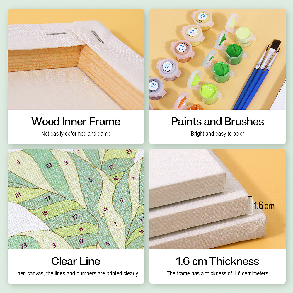 9 pieces, beautiful green plant accessory digital mini painting set, 15x15cm/5.9x5.9 inches, handmade for home leisure, perfect gift for family and friends.