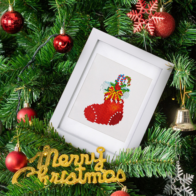 Frameless, mini diamond painting, Christmas creative mini diamond painting on the entrance flower house desktop, creative simple pattern diamond painting, 12 pcs, 5.9 X7 inches.
