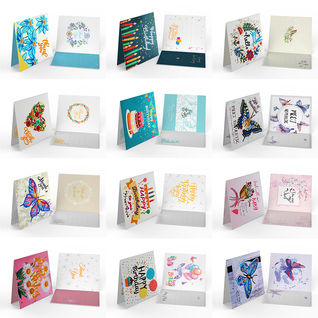 Diamond painting DIY polka dot diamond greeting card Christmas gift birthday card cross-border new handmade polka dot diamond Christmas sticker diamond greeting card