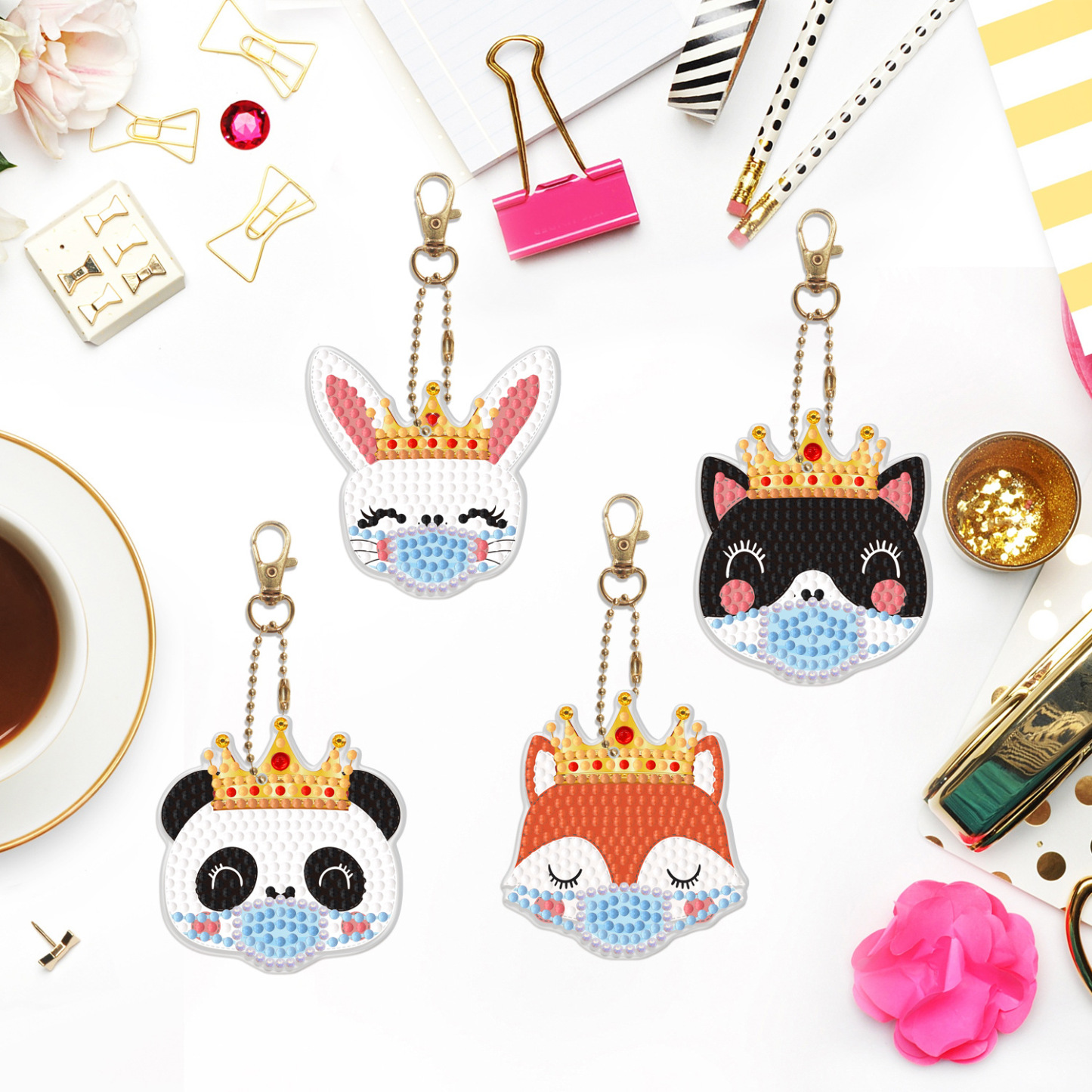 Creative diamond painting DIY keychain single-sided dot diamond Christmas sticker diamond keychain Easter keychain pendant