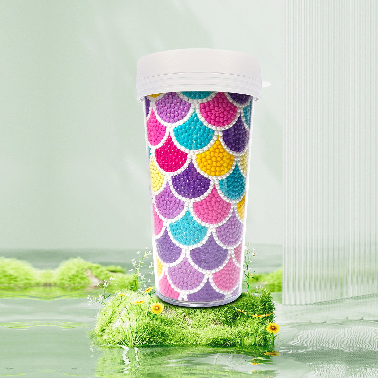 Customized diamond painting cup, Amazon cross-border handmade gift, drinkable water cup, brick and stone painting cup