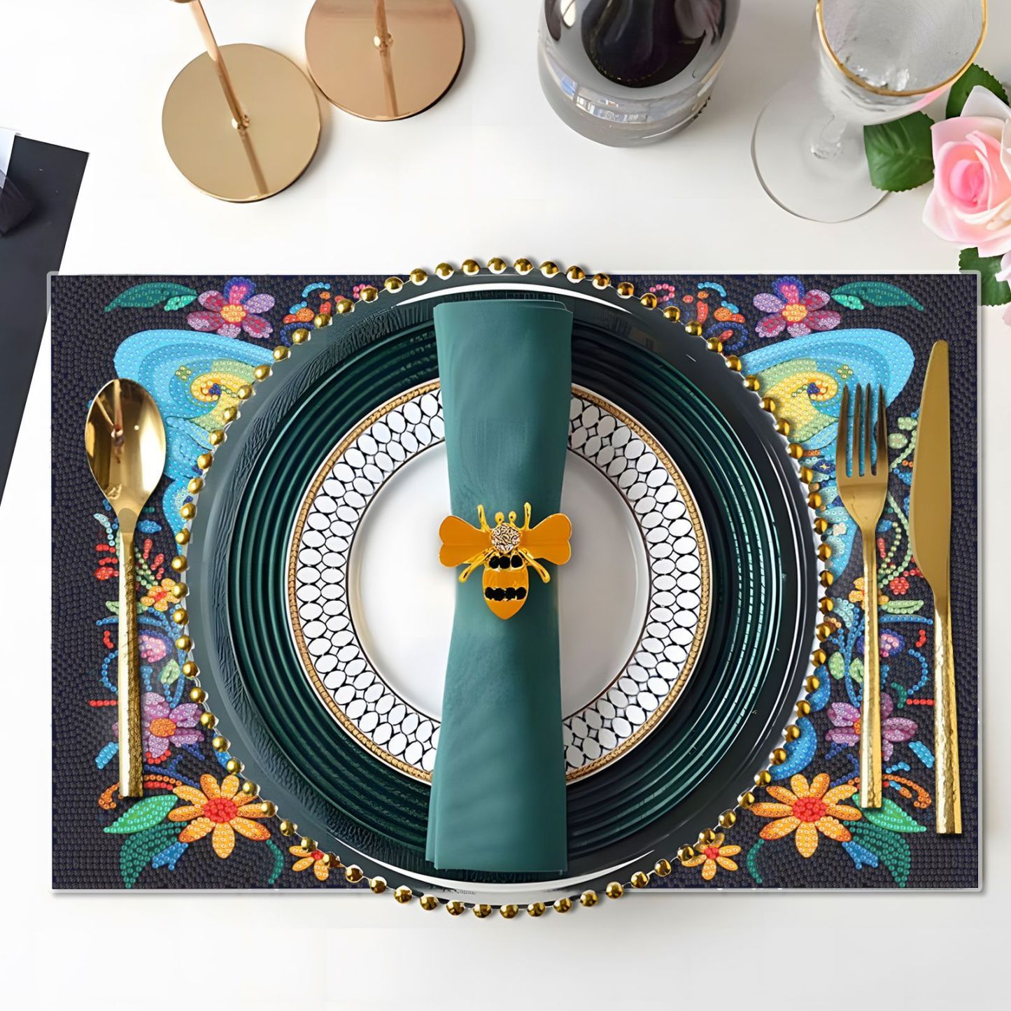Diamond painting creative new dining mat PET home decoration birthday party decoration painting animal diamond sticker embroidery