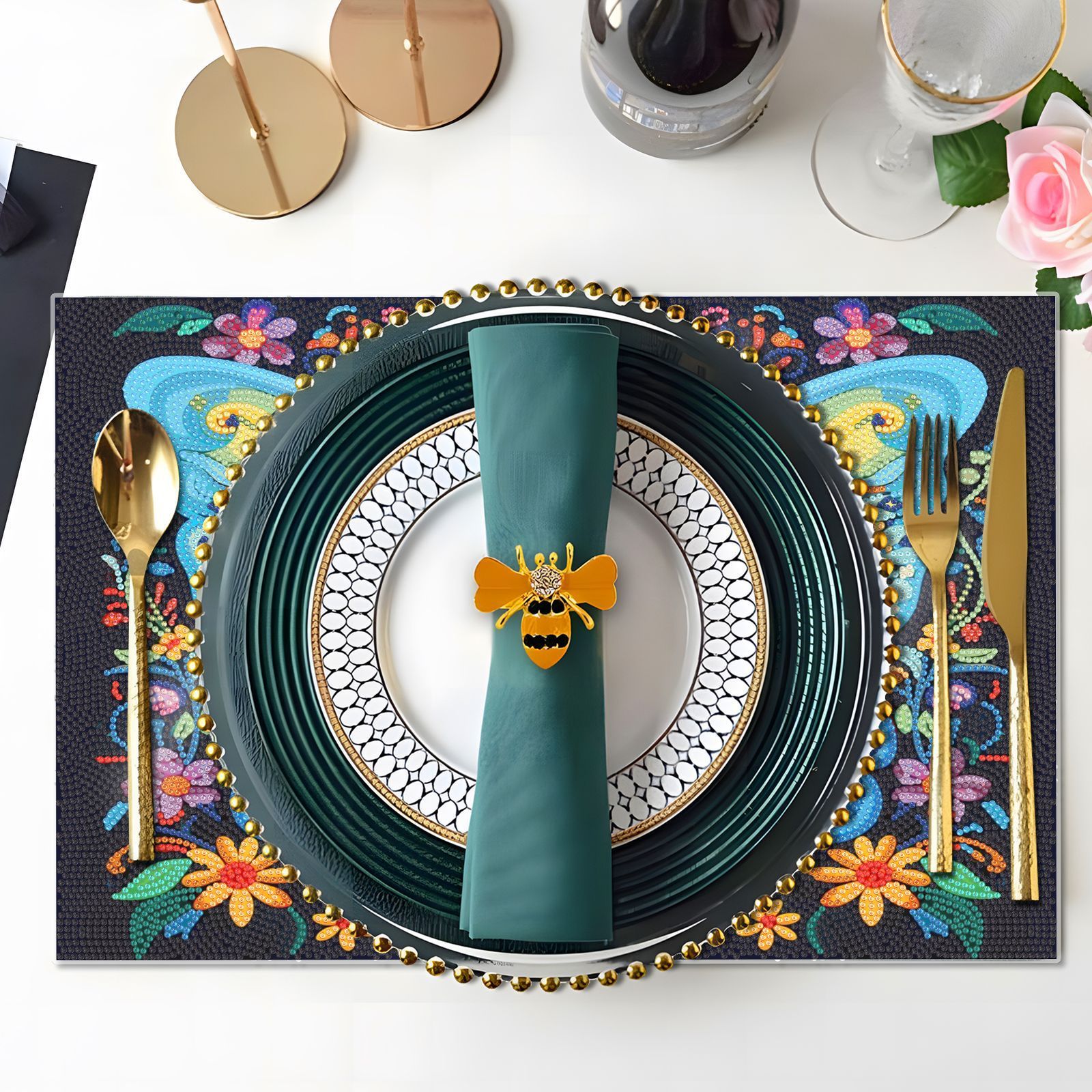 Diamond painting creative new dining mat PET home decoration birthday party decoration painting animal diamond sticker embroidery