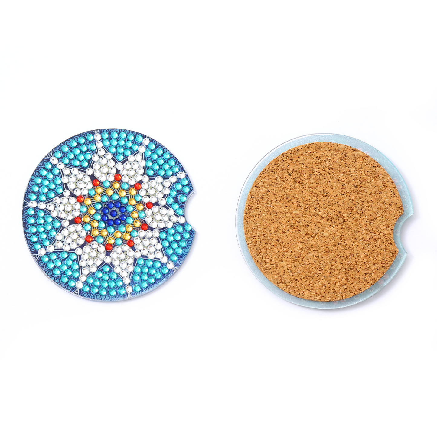 Cross mirror TEMU 6-piece DIY crystal diamond painted mandala pattern acrylic single-sided coaster with cork pad