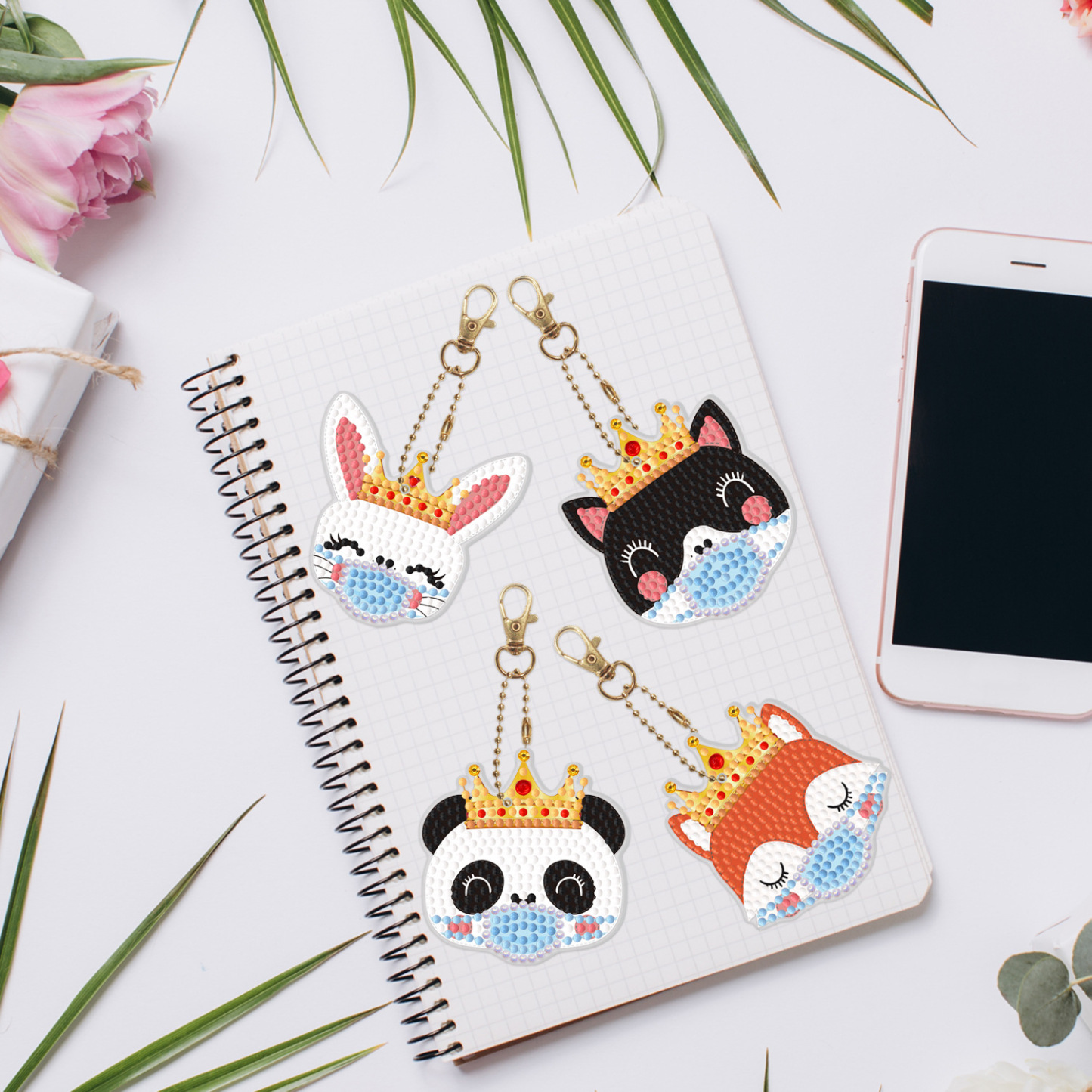 Creative diamond painting DIY keychain single-sided dot diamond Christmas sticker diamond keychain Easter keychain pendant