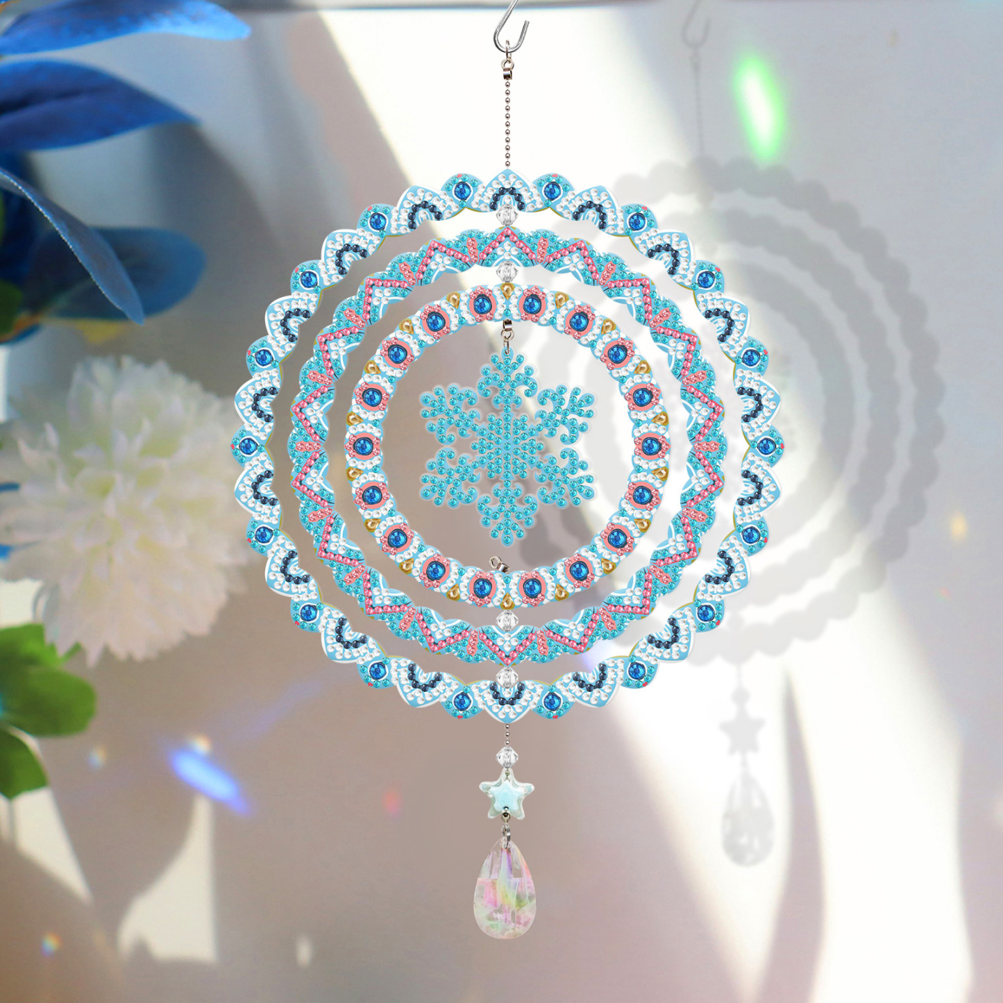 New diamond painting DIY brand wind chime double-sided dot diamond PET creative rotatable cartoon pendant can be wholesale