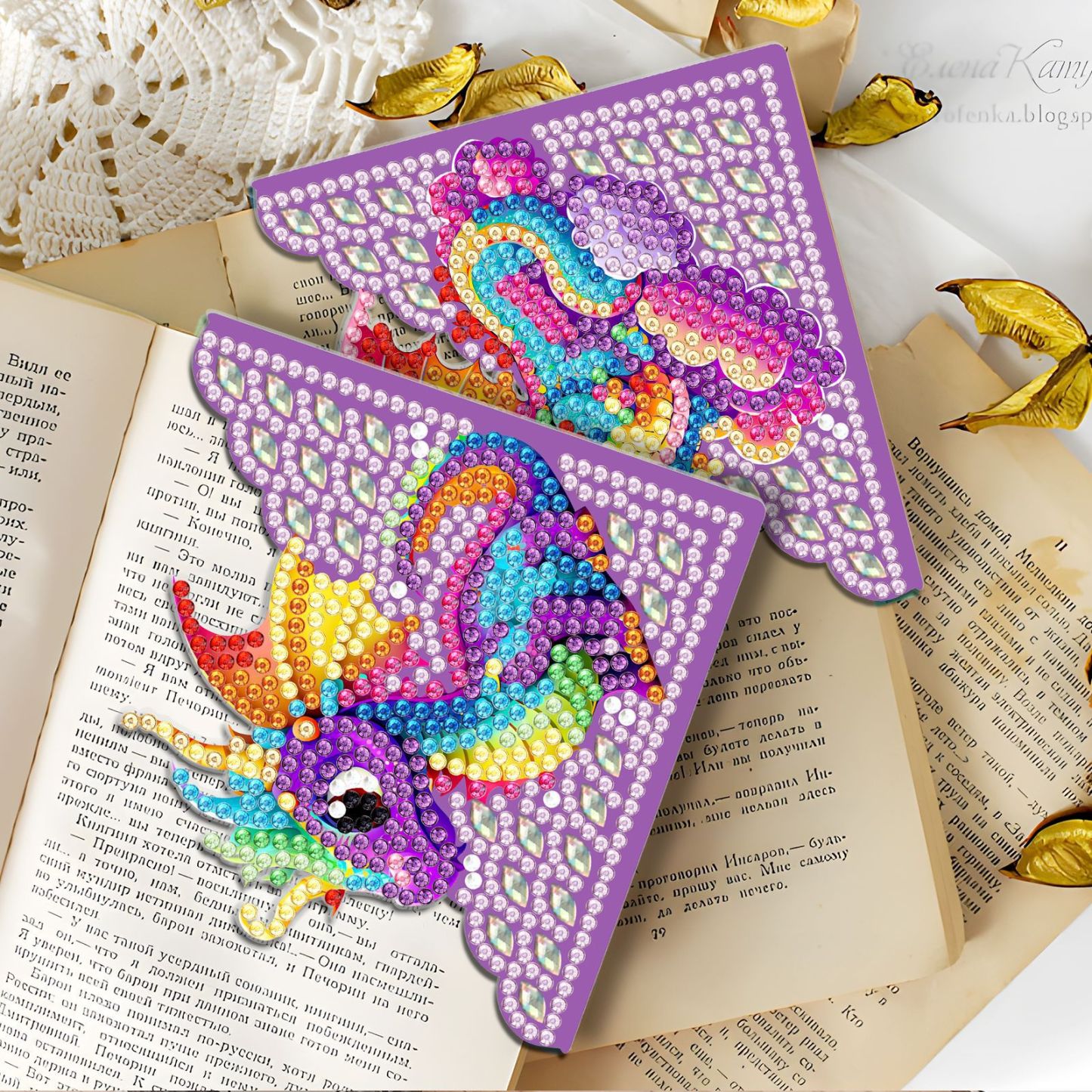 New Diamond Drawing Bag Corner Bookmark Creative DIY Dot Diamond PET Laser Cartoon Decoration Handmade Drawing Wholesale