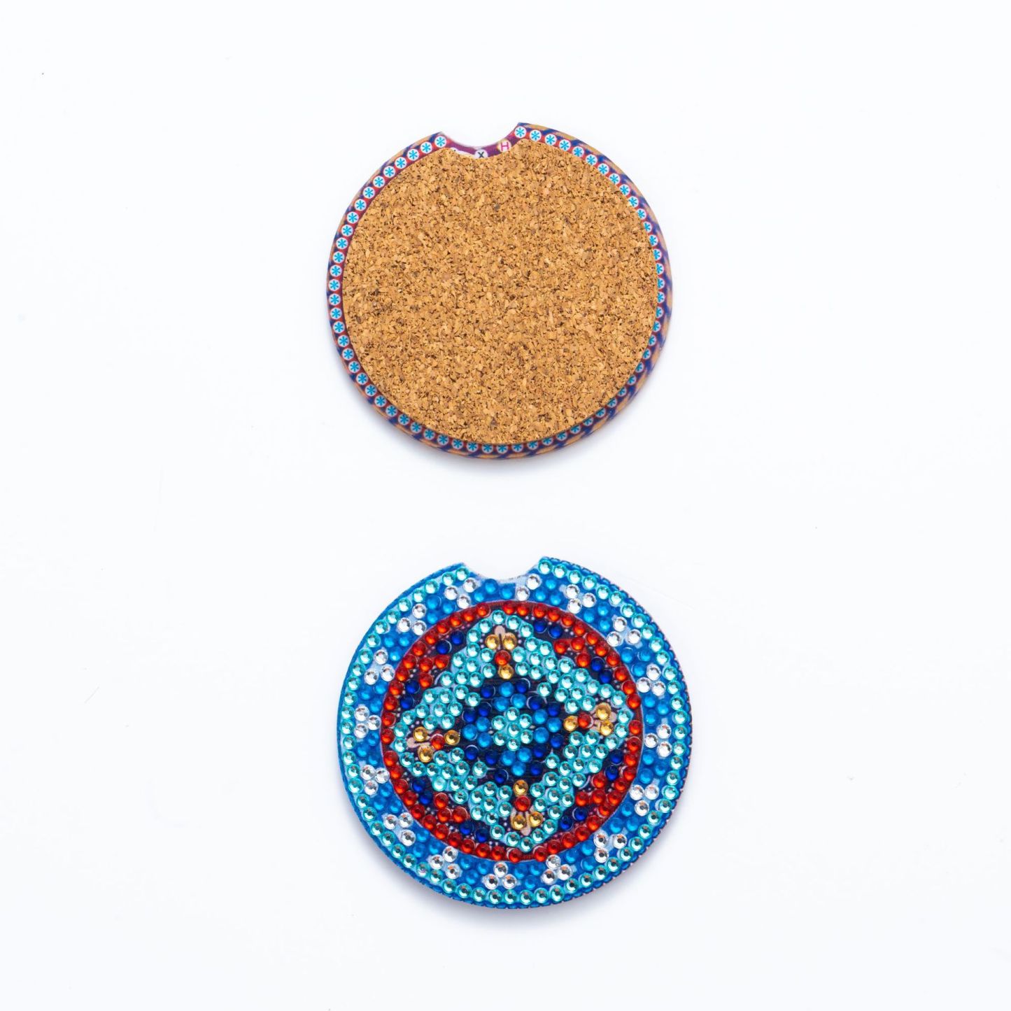 Cross mirror e-commerce 6-piece DIY crystal sparkling diamond mandala pattern acrylic single-sided coaster with cork pad