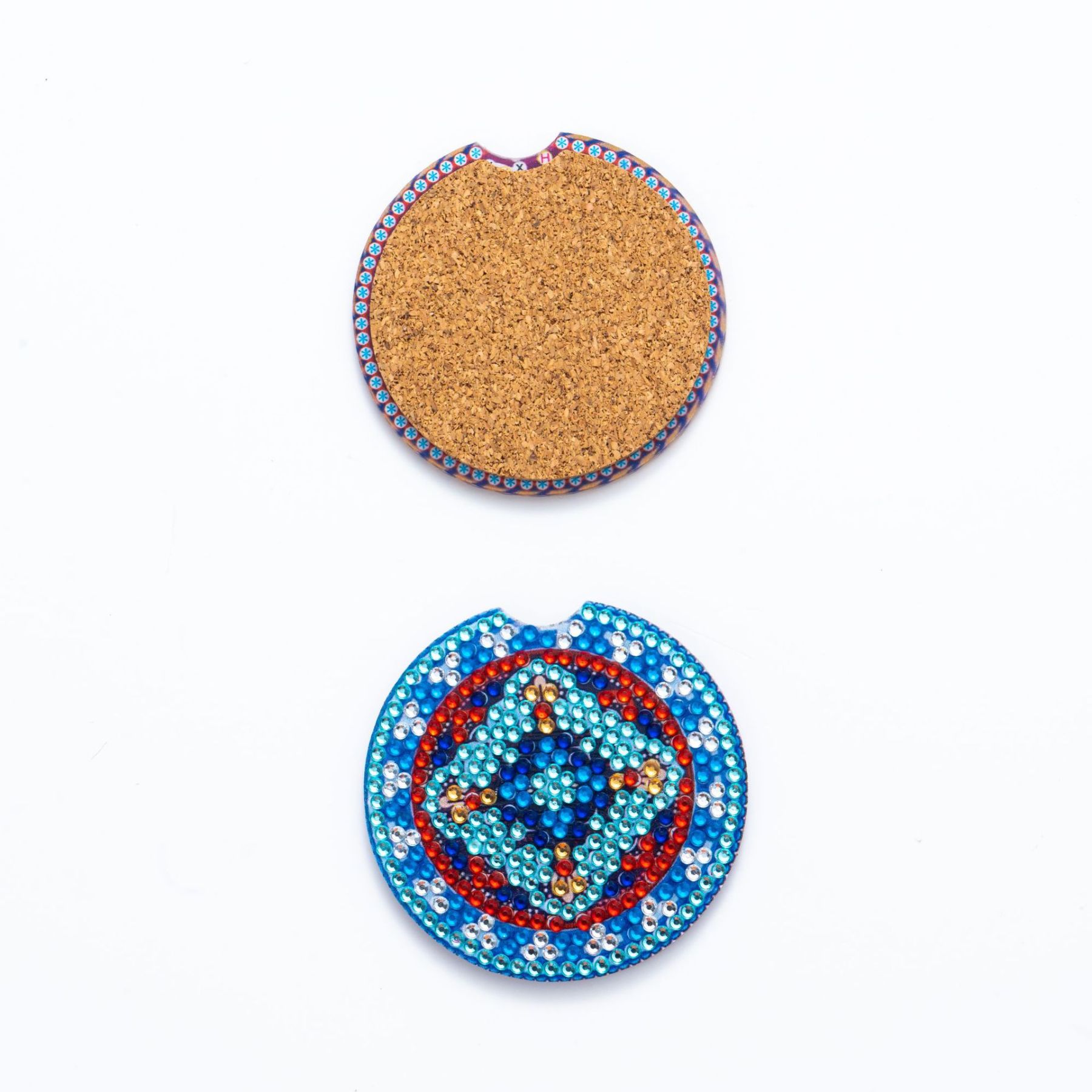 Cross mirror e-commerce 6-piece DIY crystal sparkling diamond mandala pattern acrylic single-sided coaster with cork pad