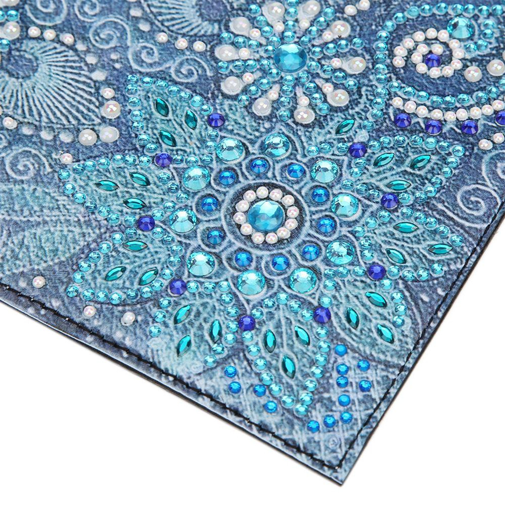 Creative Cross Mirror New Dot Paste Diamond DIY Craft Diamond Painting Travel Passport Notebook Blue Mandala Pattern
