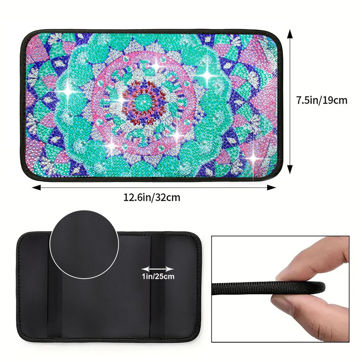 1 unique artificial diamond painted car cushion DIY crystal super diamond painted, suitable for car interior decoration pad