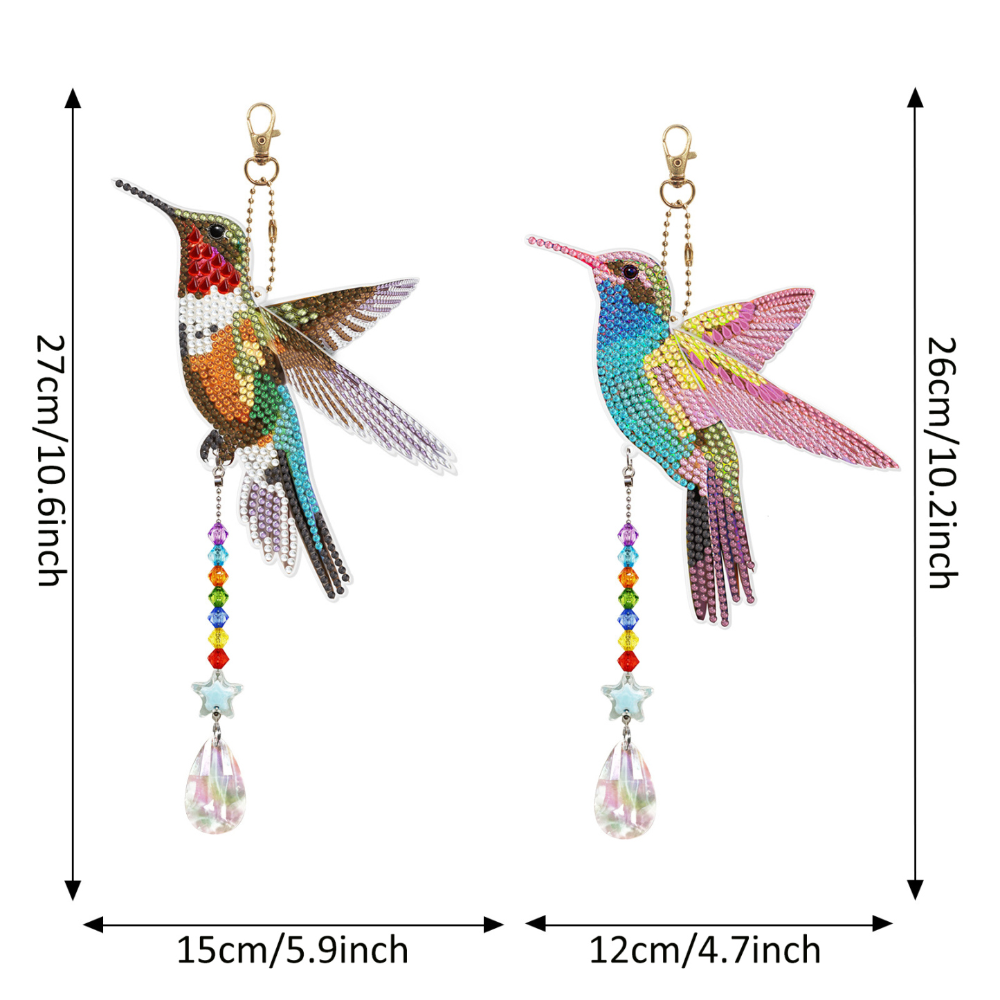 Diamond painting DIY hummingbird keychain hanging decoration, handmade diamond painting, wind chime cross-border new model
