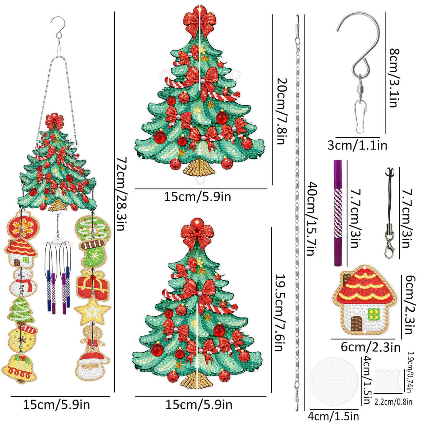 DIY Diamond Wind Chime Handmade Diamond Painting Christmas Tree New Creative Sticker Diamond Cross Embroidery Cross border New Product