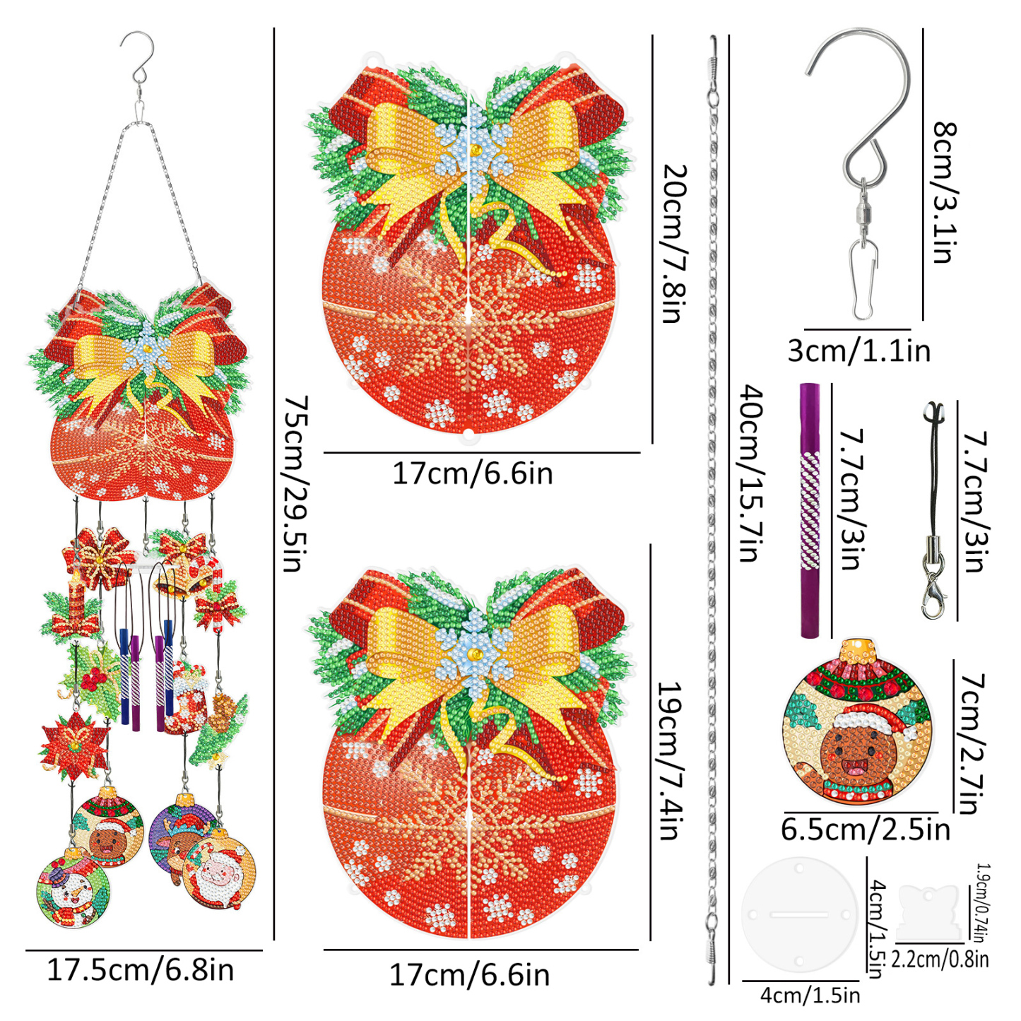 New DIY Christmas Wind Chime 3D 3D Pendant Diamond Dot Diamond Painting Cross border Innovation Diamond Paste Painting