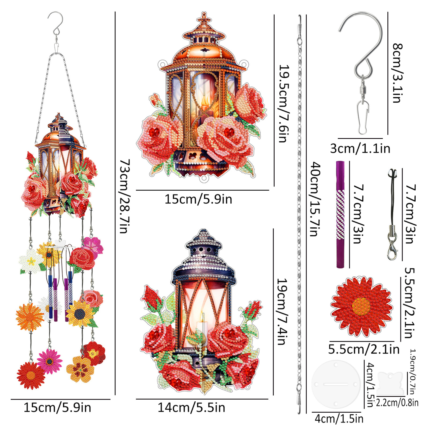 DIY Diamond Wind Chime Pendant, Diamond Painting Art and Creativity, Three Dimensional Diamond Sticker Embroidery, Double sided Dot Diamond