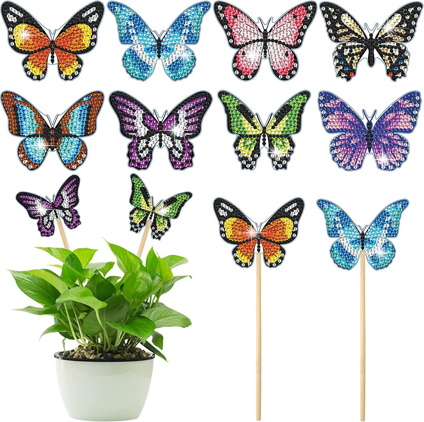 8 Butterfly Diamond Art Set, Diamond Painting Butterfly Flower Arrangement, Garden Decoration, Diamond Painting Butterfly Pile,