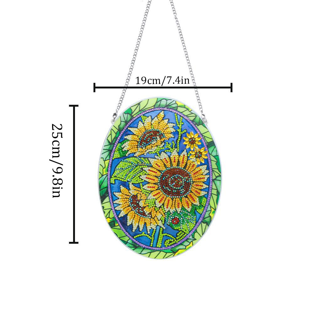 Cross Mirror Independent Station 1 Diamond Painting Hanging Decoration Sunflower Pendant Creative Door Number Hanging Painting Wall Decoration Painting DIY