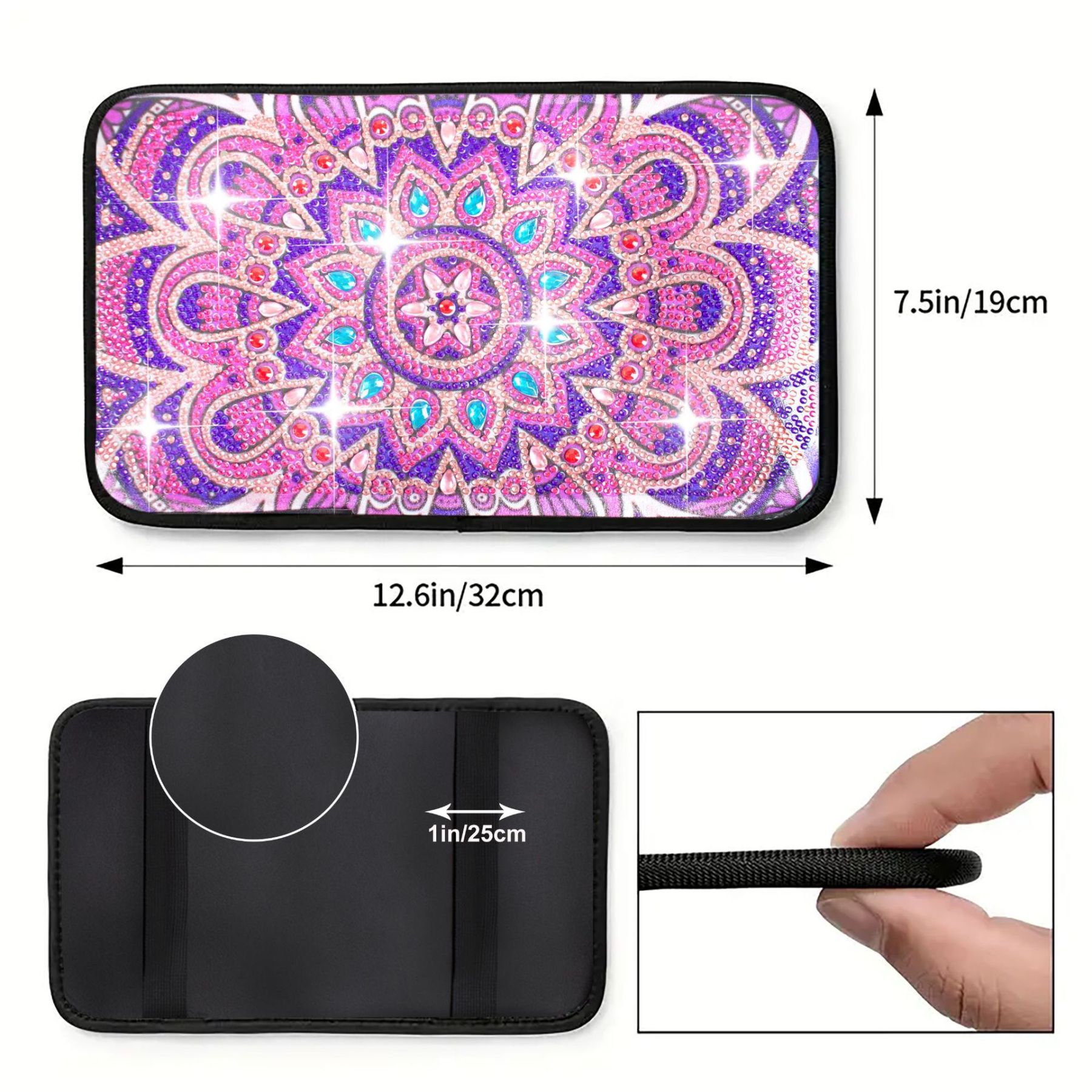 1 unique artificial diamond painted car cushion DIY crystal super diamond painted, suitable for car interior decoration pad