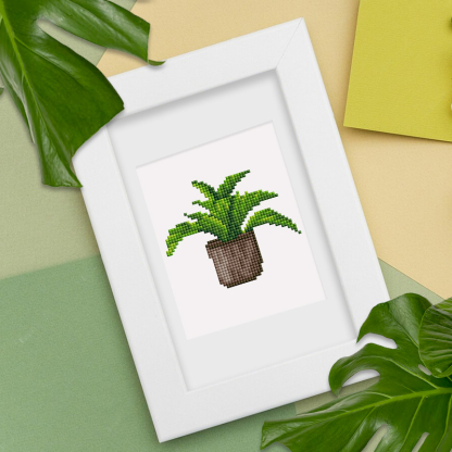 Frameless, mini diamond painting, creative mini diamond painting of green plants on the entrance flower house desktop, creative simple pattern diamond painting, 12 pcs, 5.9 X7 inches.