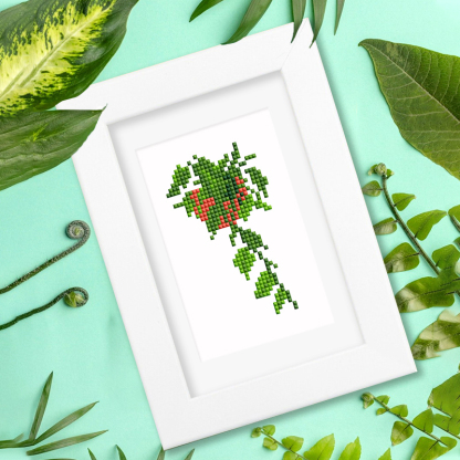 Frameless, mini diamond painting, creative mini diamond painting of green plants on the entrance flower house desktop, creative simple pattern diamond painting, 12 pcs, 5.9 X7 inches.