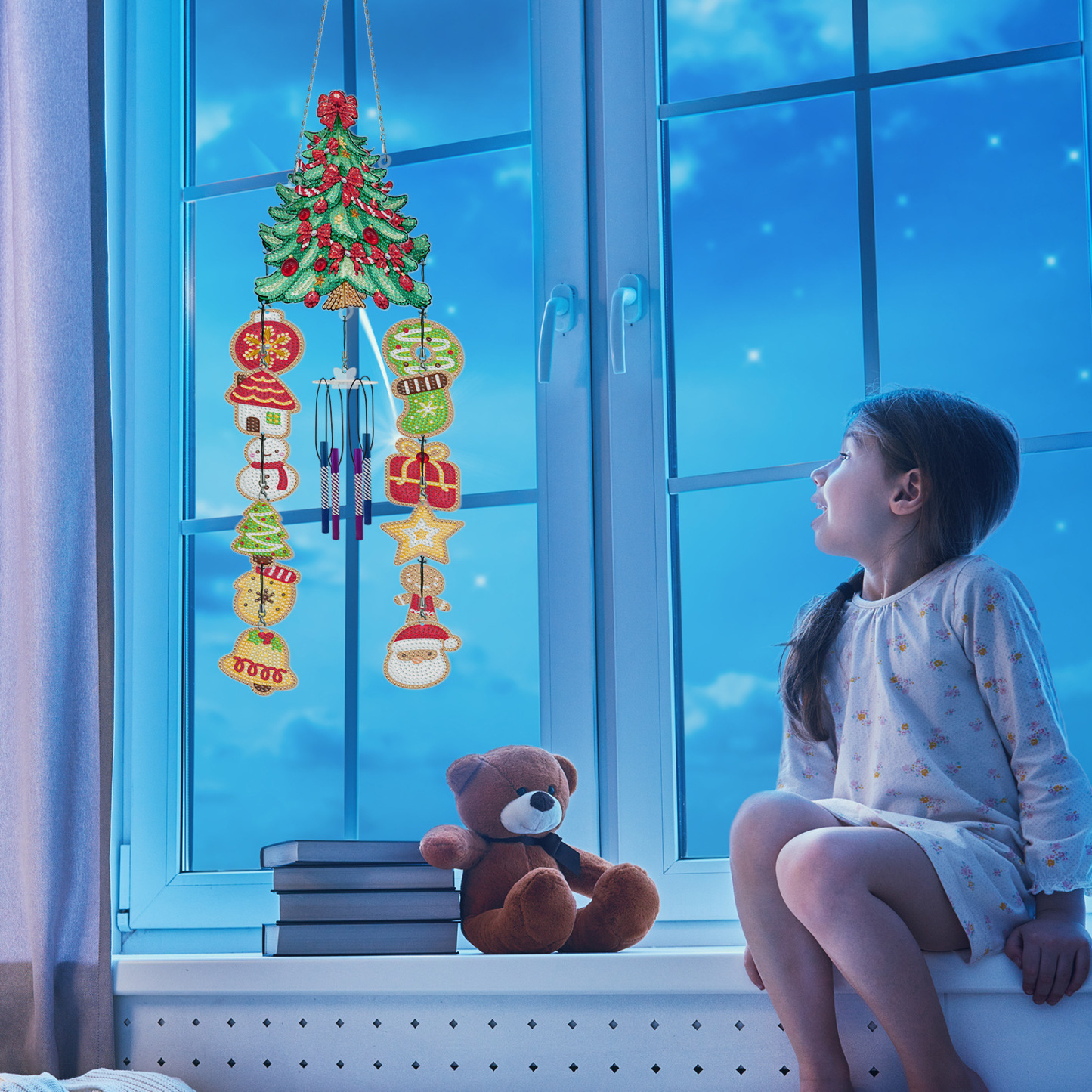 DIY Diamond Wind Chime Handmade Diamond Painting Christmas Tree New Creative Sticker Diamond Cross Embroidery Cross border New Product