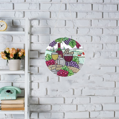Cross mirror e-commerce Christmas wine glass pattern, DIY diamond drawing door number single-sided acrylic material handicraft