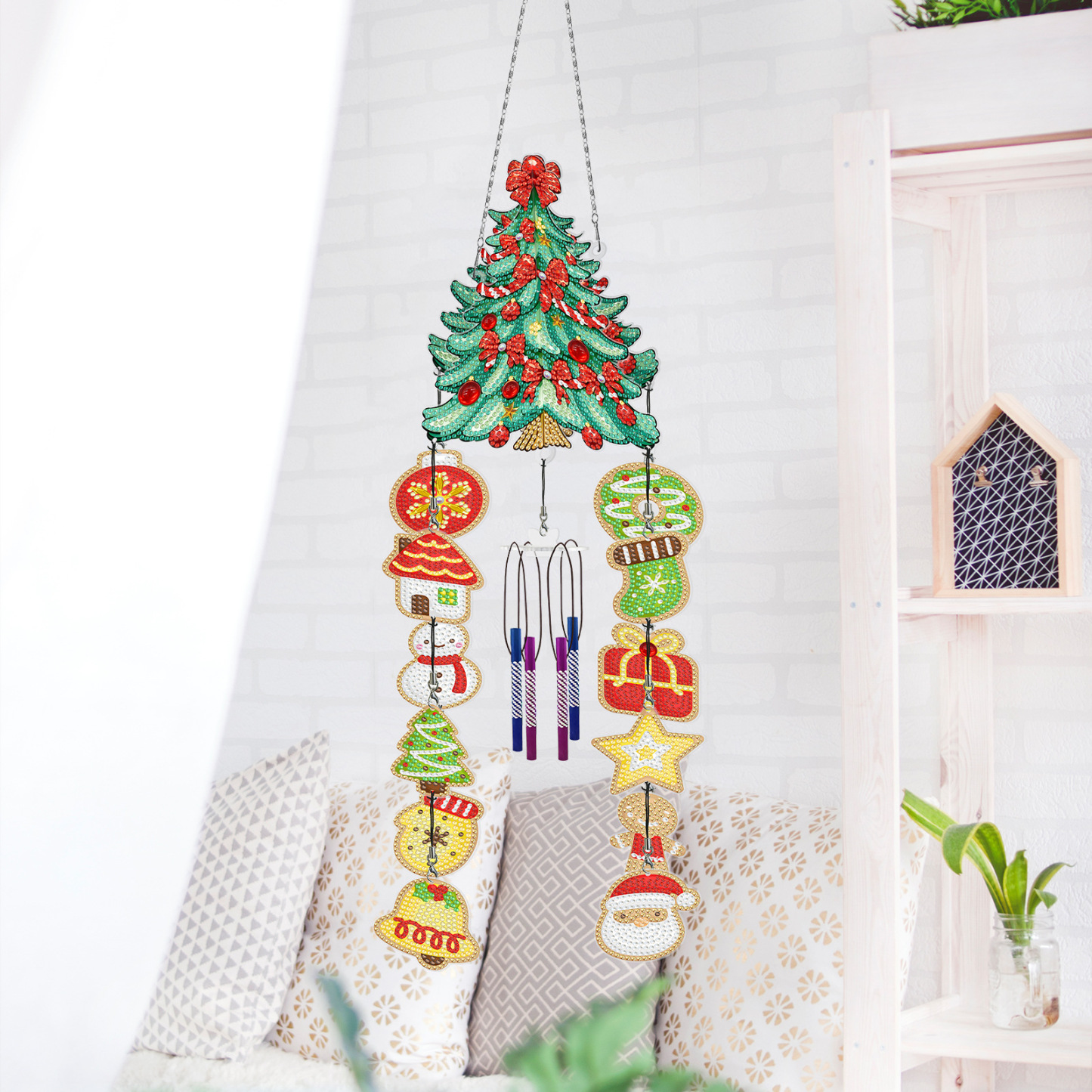 DIY Diamond Wind Chime Handmade Diamond Painting Christmas Tree New Creative Sticker Diamond Cross Embroidery Cross border New Product
