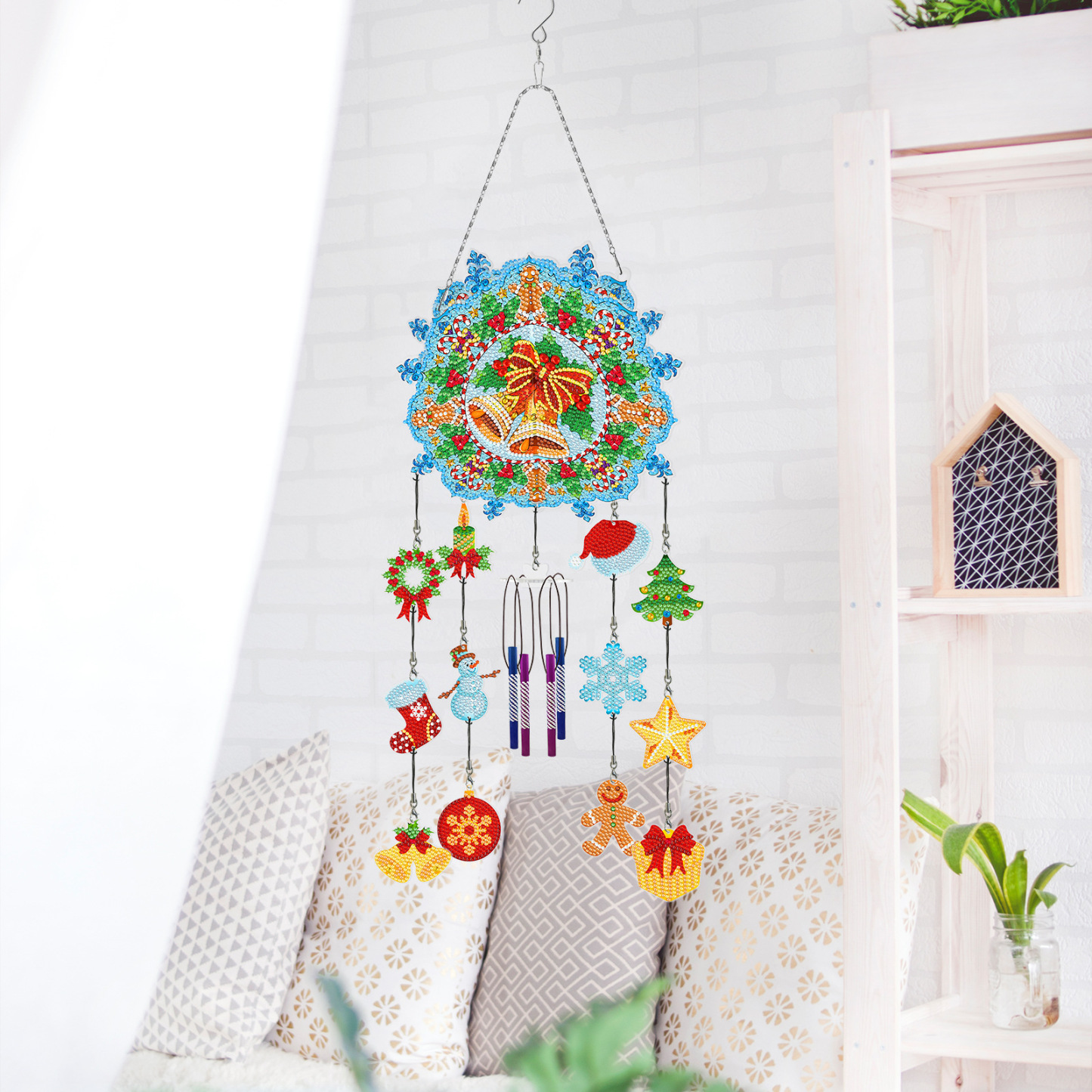 DIY Diamond Painting Christmas New Wind Chime 3D Pendant Bell Pendant Living Room Decoration Painting