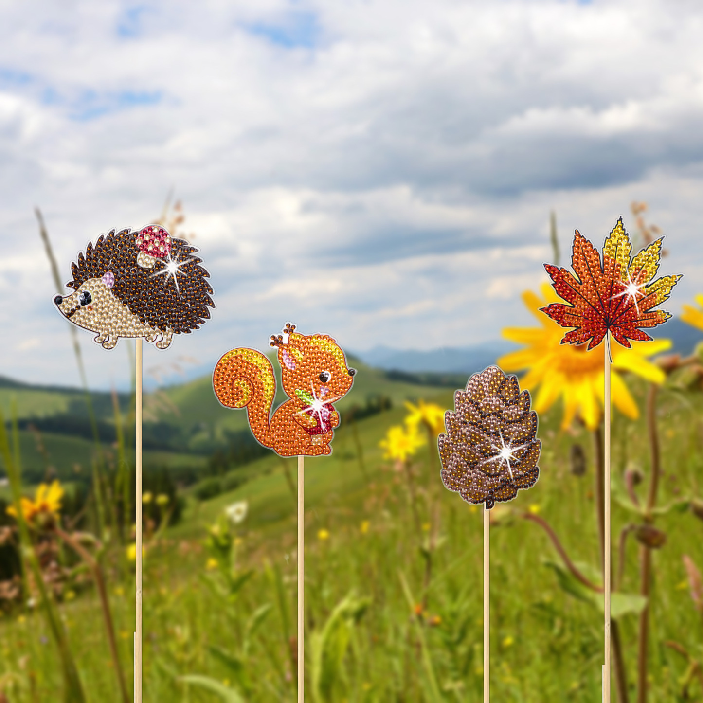 8 DIY Diamond Painting Simulation Squirrel Diamond Stickers Squirrel Flower Arrangement Pottery Decoration Stick in Stock Set