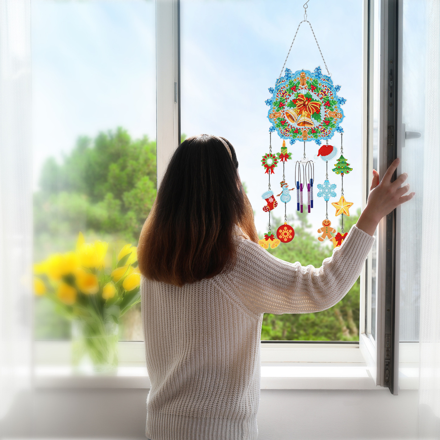 DIY Diamond Painting Christmas New Wind Chime 3D Pendant Bell Pendant Living Room Decoration Painting
