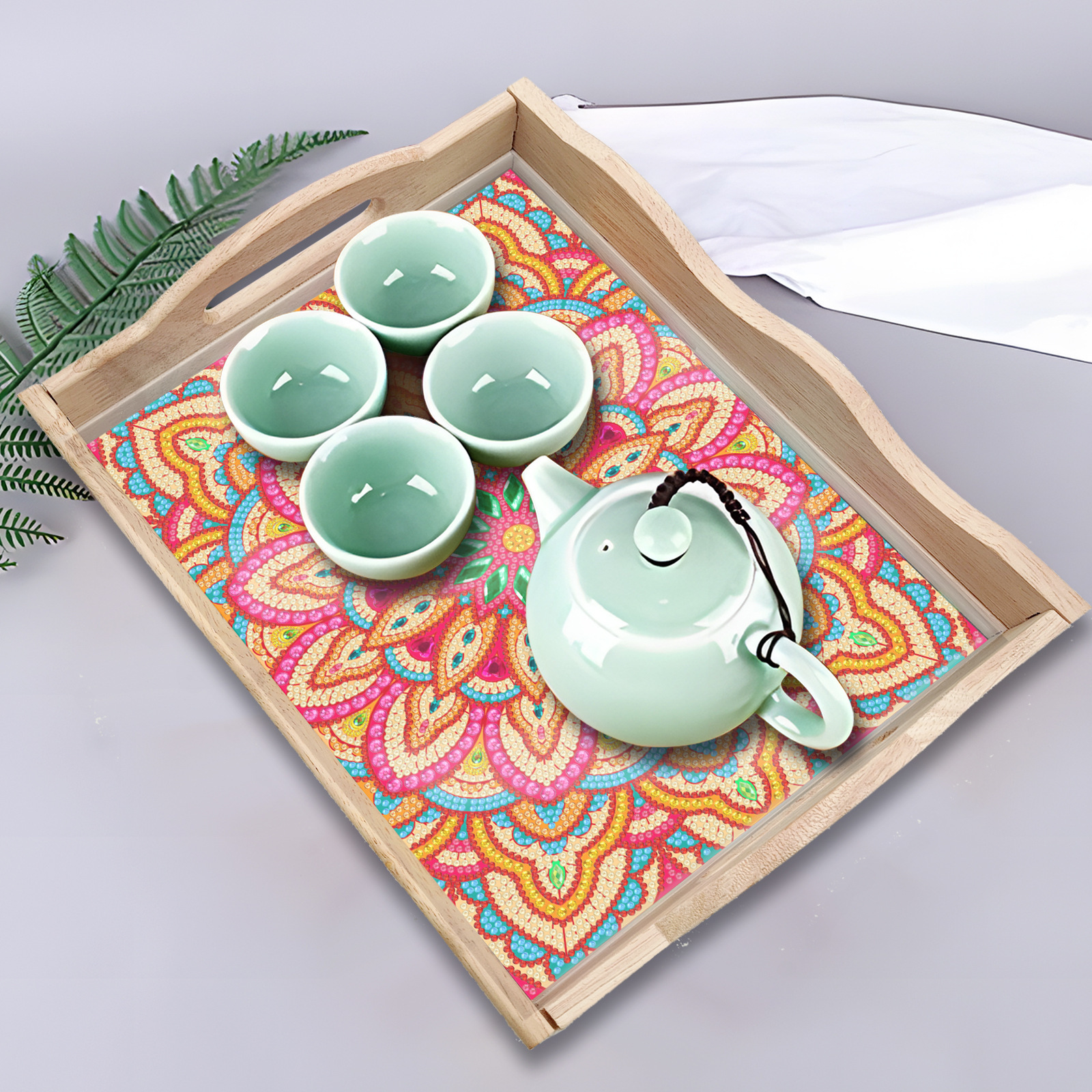 Diamond painting DIY dot diamond tray new Mandala large dining plate cross-border supply hot selling wholesale