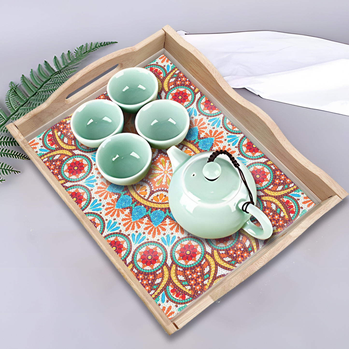 DIY Diamond Drawing Dot Diamond Plate, Large Dessert Tray, Mandala Cross border Popular Product, Embroidered with Diamonds