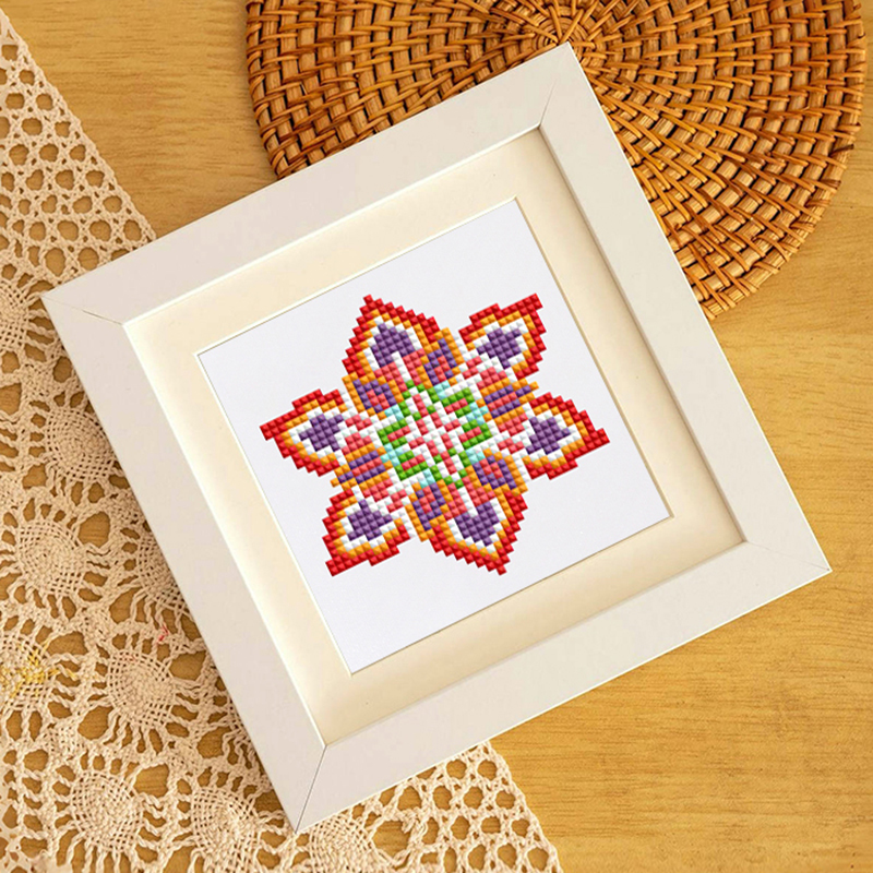 Frameless, mini diamond painting, Mandala creative mini diamond painting on the entrance flower house desktop, creative simple pattern diamond painting, 12pcs, 5.9 X5.9 inches.