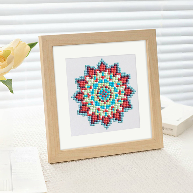 Frameless, mini diamond painting, Mandala creative mini diamond painting on the entrance flower house desktop, creative simple pattern diamond painting, 12pcs, 5.9 X5.9 inches.