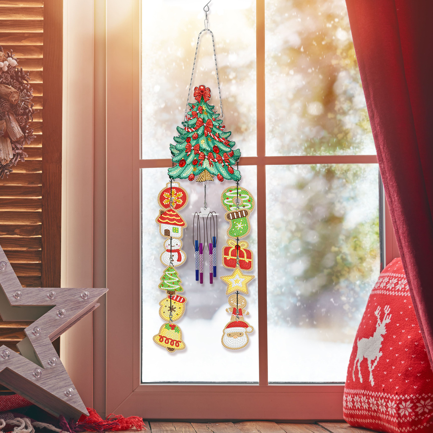 DIY Diamond Wind Chime Handmade Diamond Painting Christmas Tree New Creative Sticker Diamond Cross Embroidery Cross border New Product