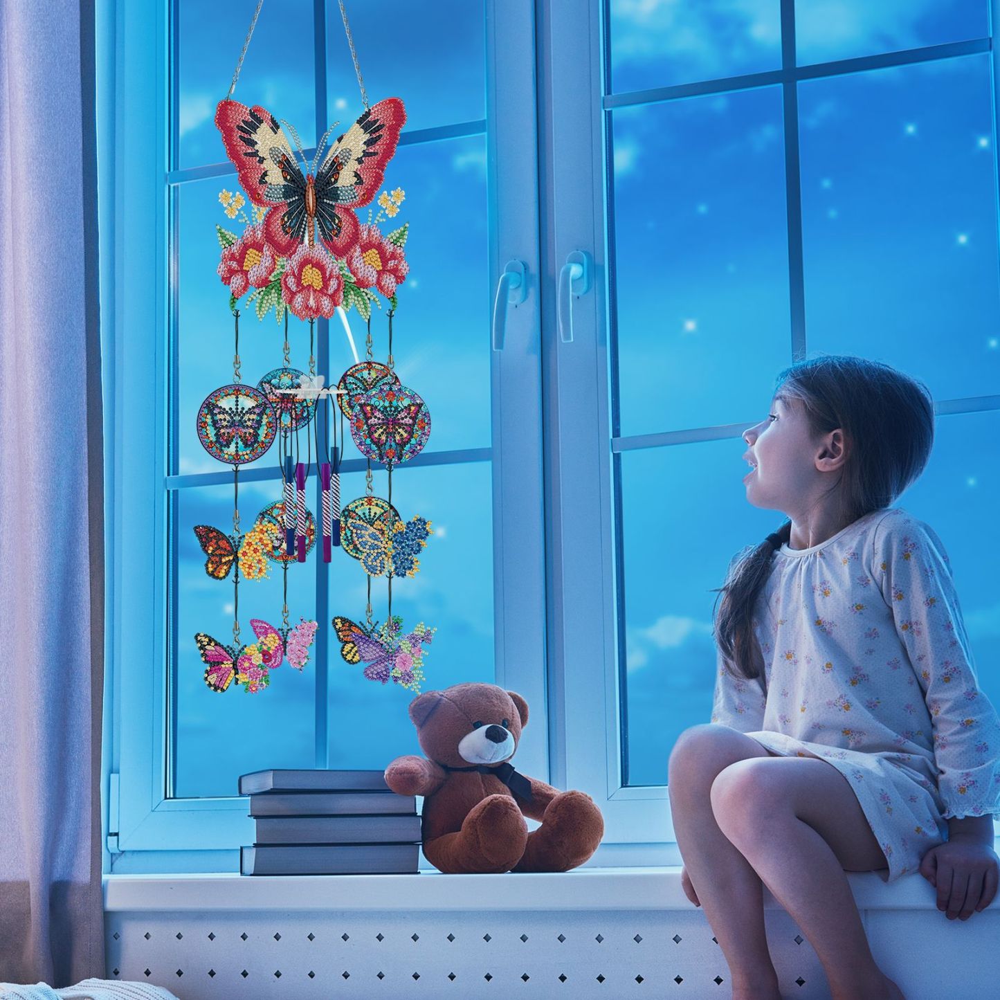 DIY Diamond Painting, Wind Chime, Butterfly, Diamond Painting, PVC Stereoscopic Wind Chime Hanging Decoration, Cross border Hot Selling Decorative Painting
